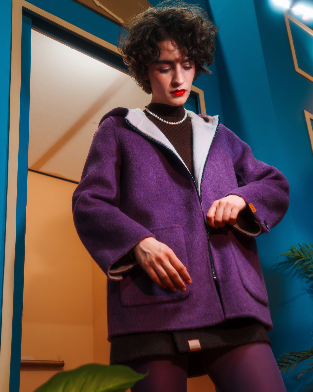 Reversible Hooded Coat Red / Mocha