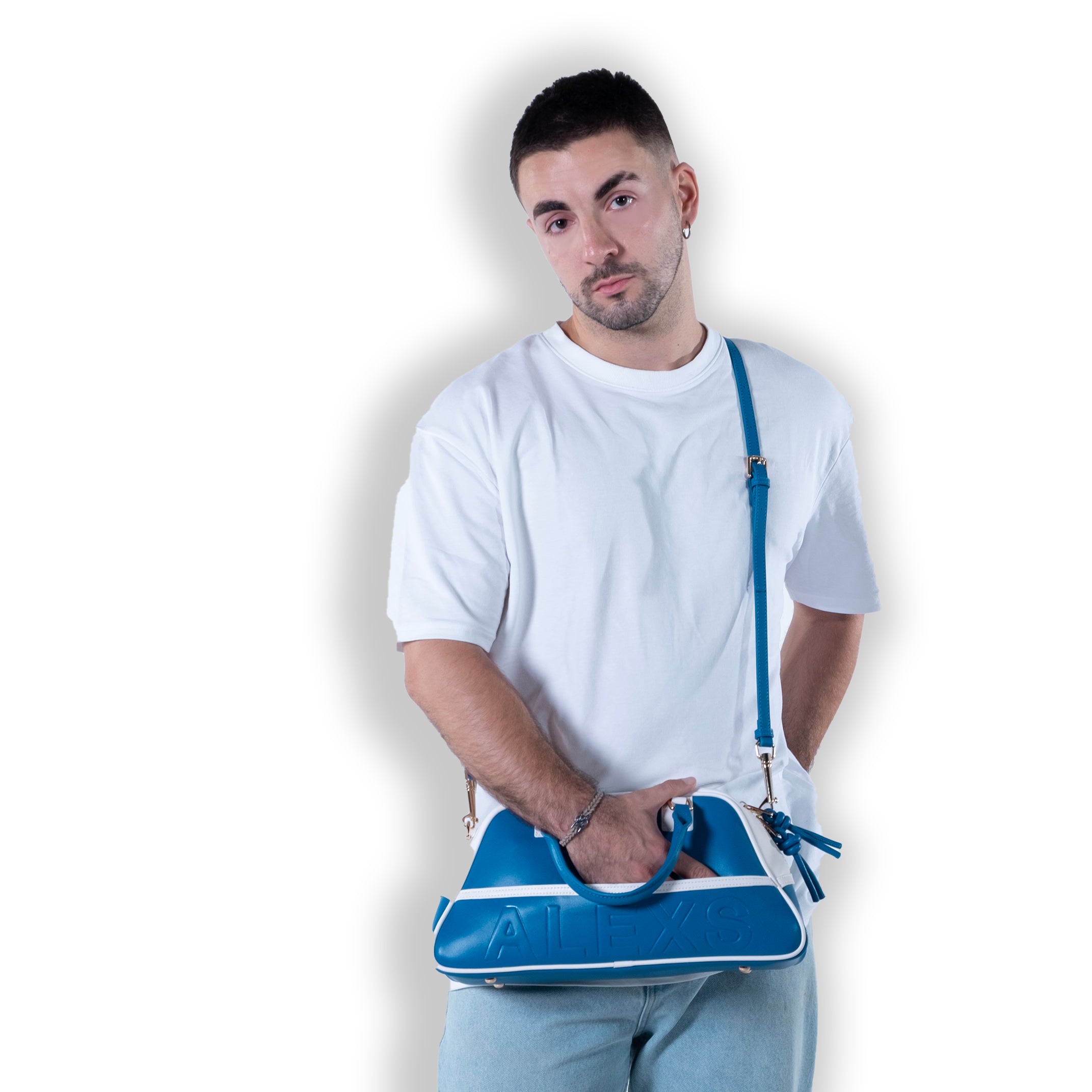 Bolso DEPORTIVO Piel Azul / Blanco