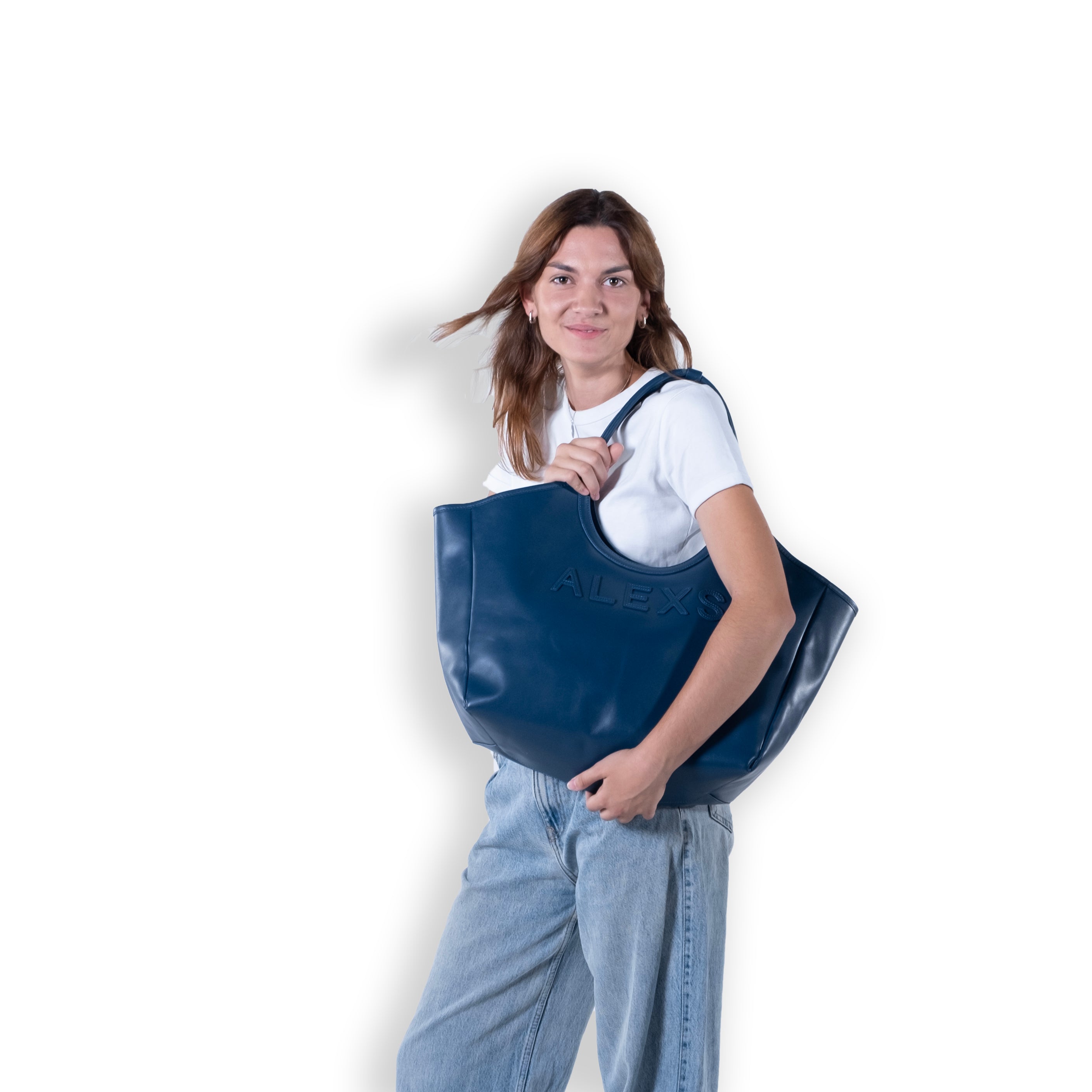 Bolso SHOPPER Piel azul marino LIGERO