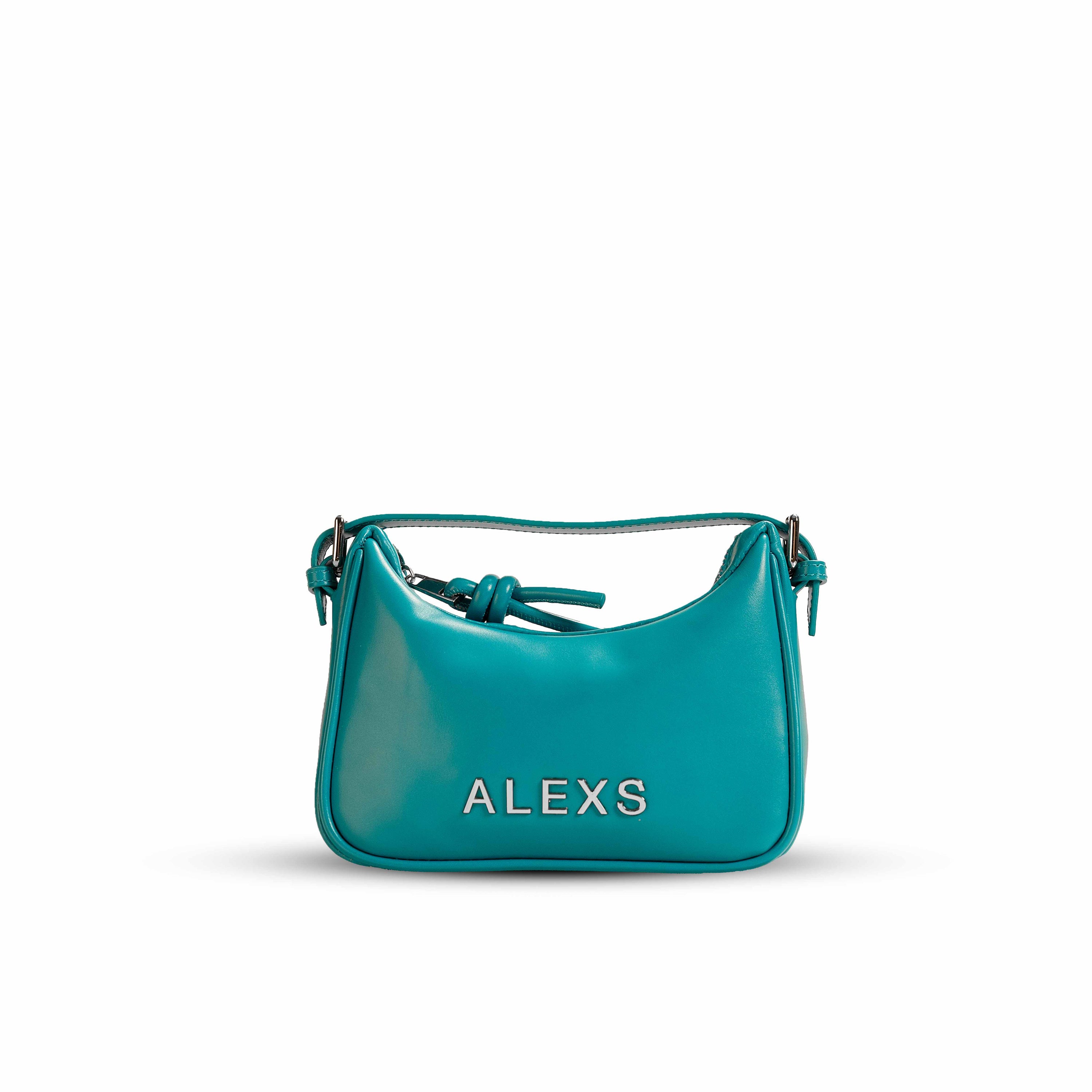 Bolso MINI Doble asa Piel azul cian