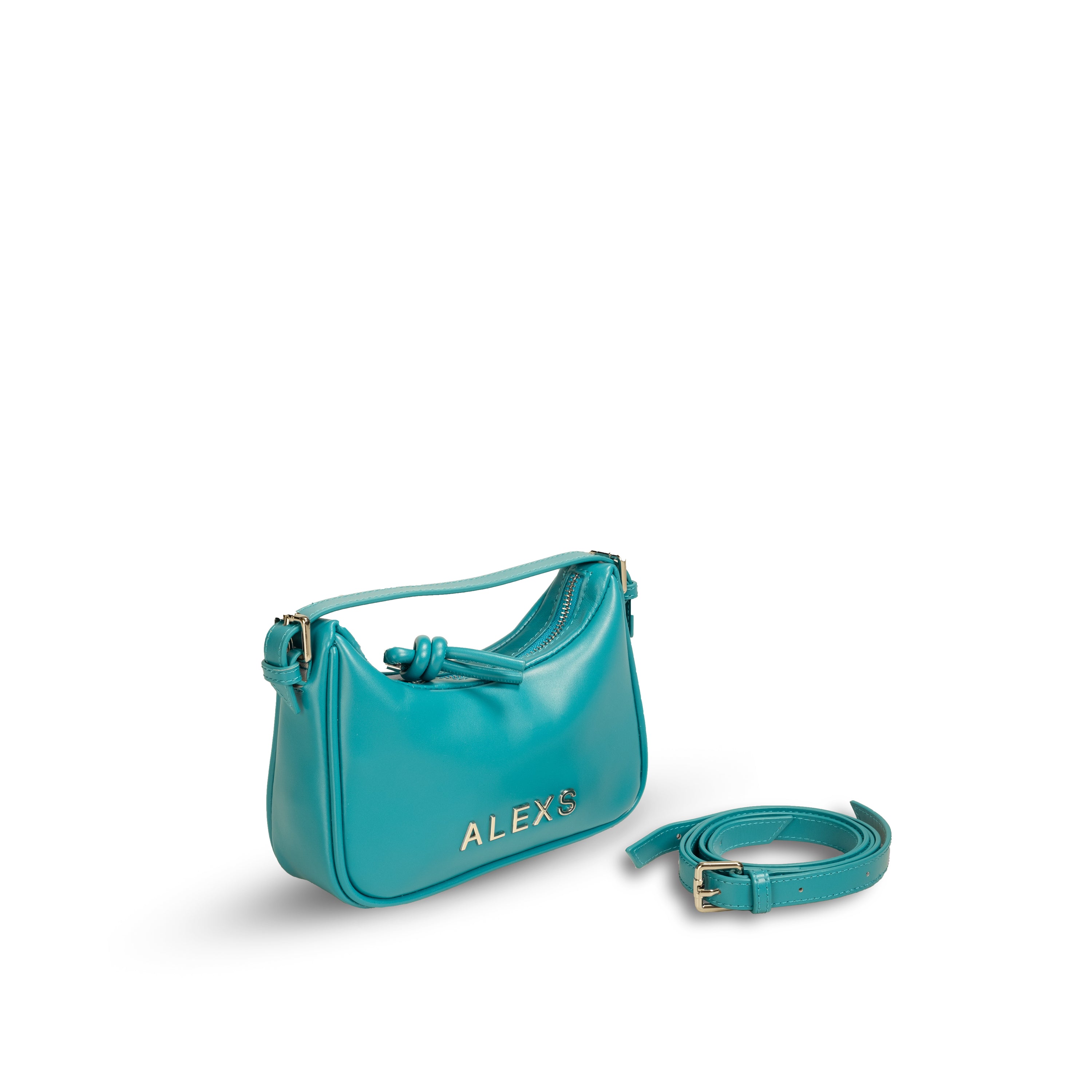 Bolso MINI Doble asa Piel azul cian