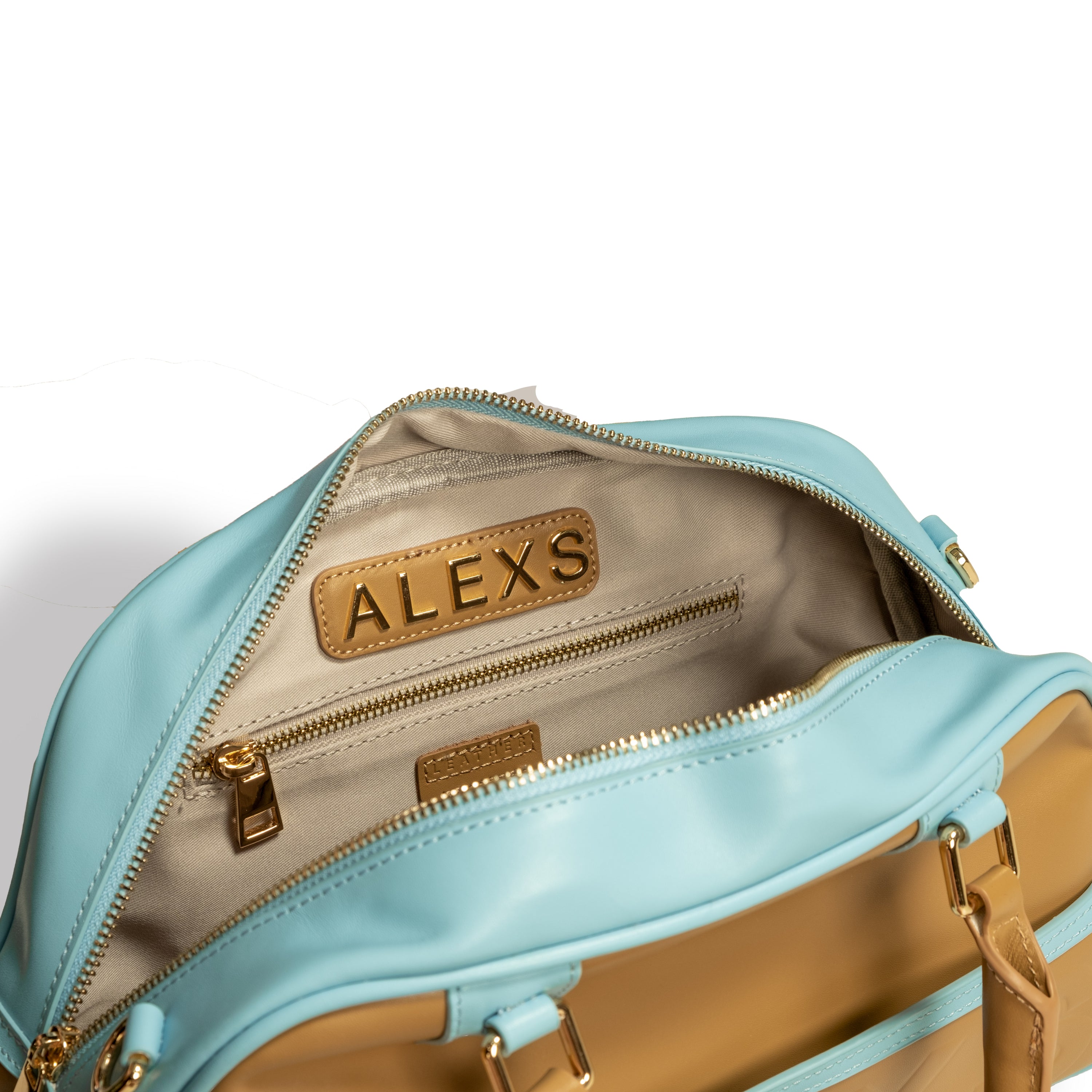 Bolso DEPORTIVO Piel Marrón / Azul claro