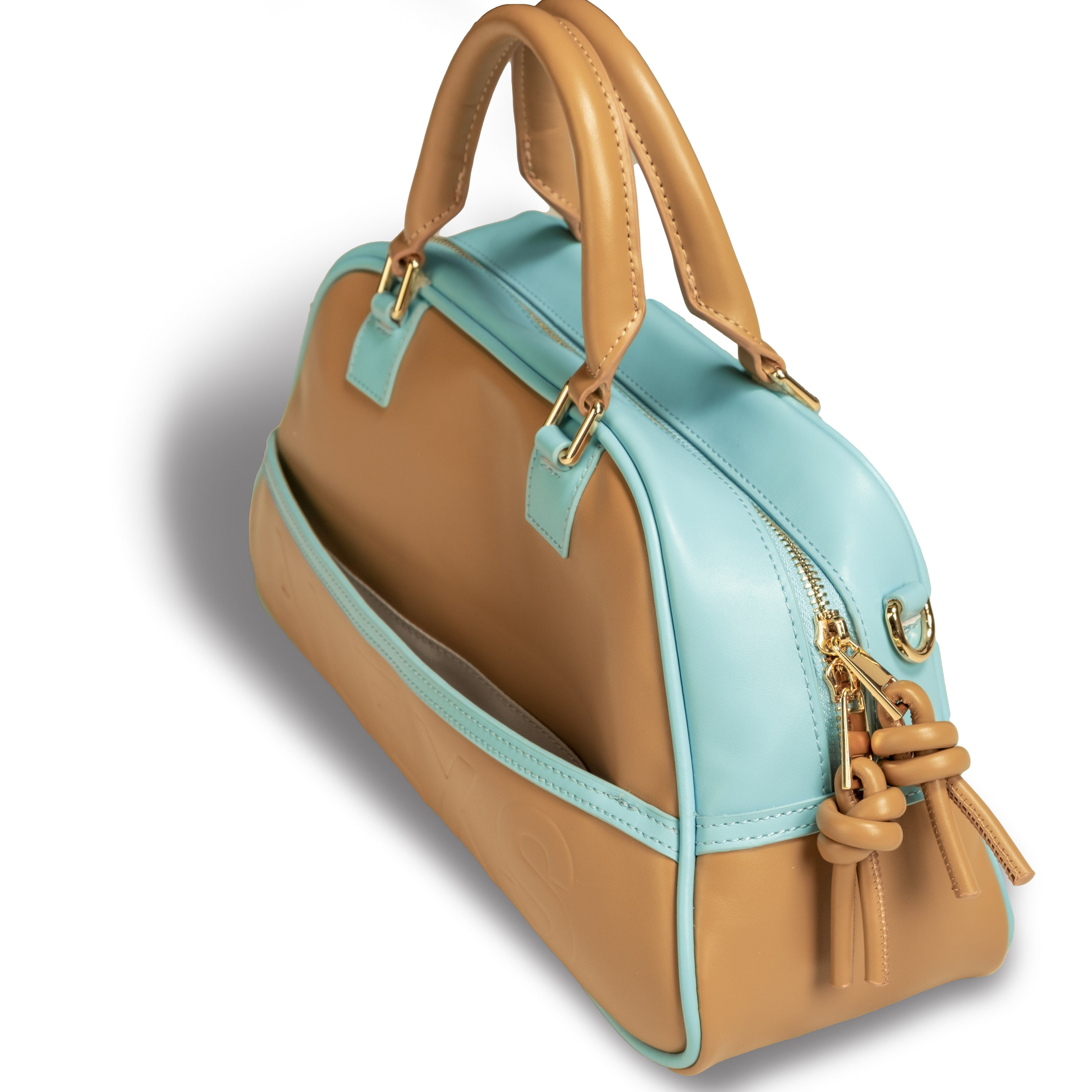 Bolso DEPORTIVO Piel Marrón / Azul claro