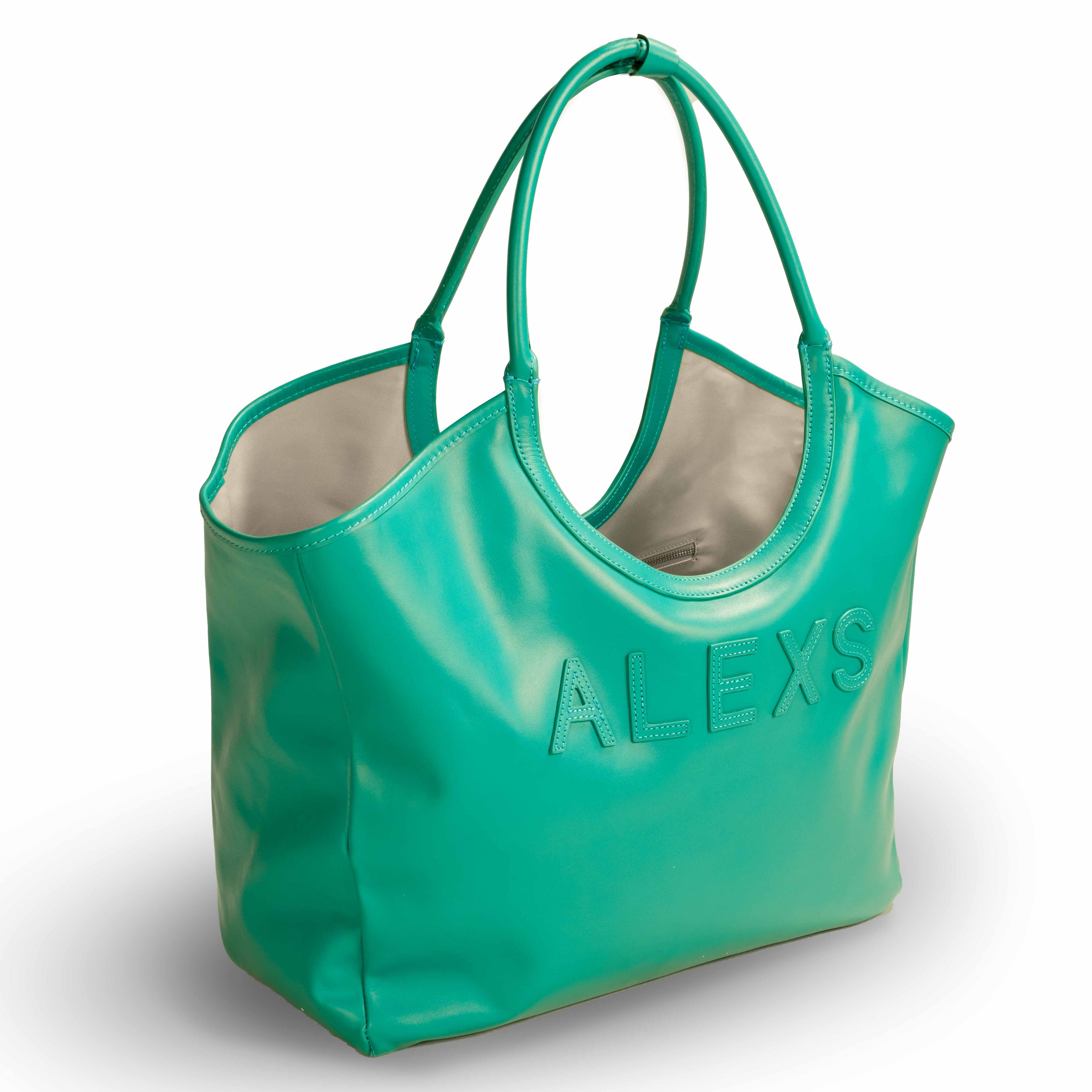 Bolso SHOPPER Piel aguamarina LIGERO