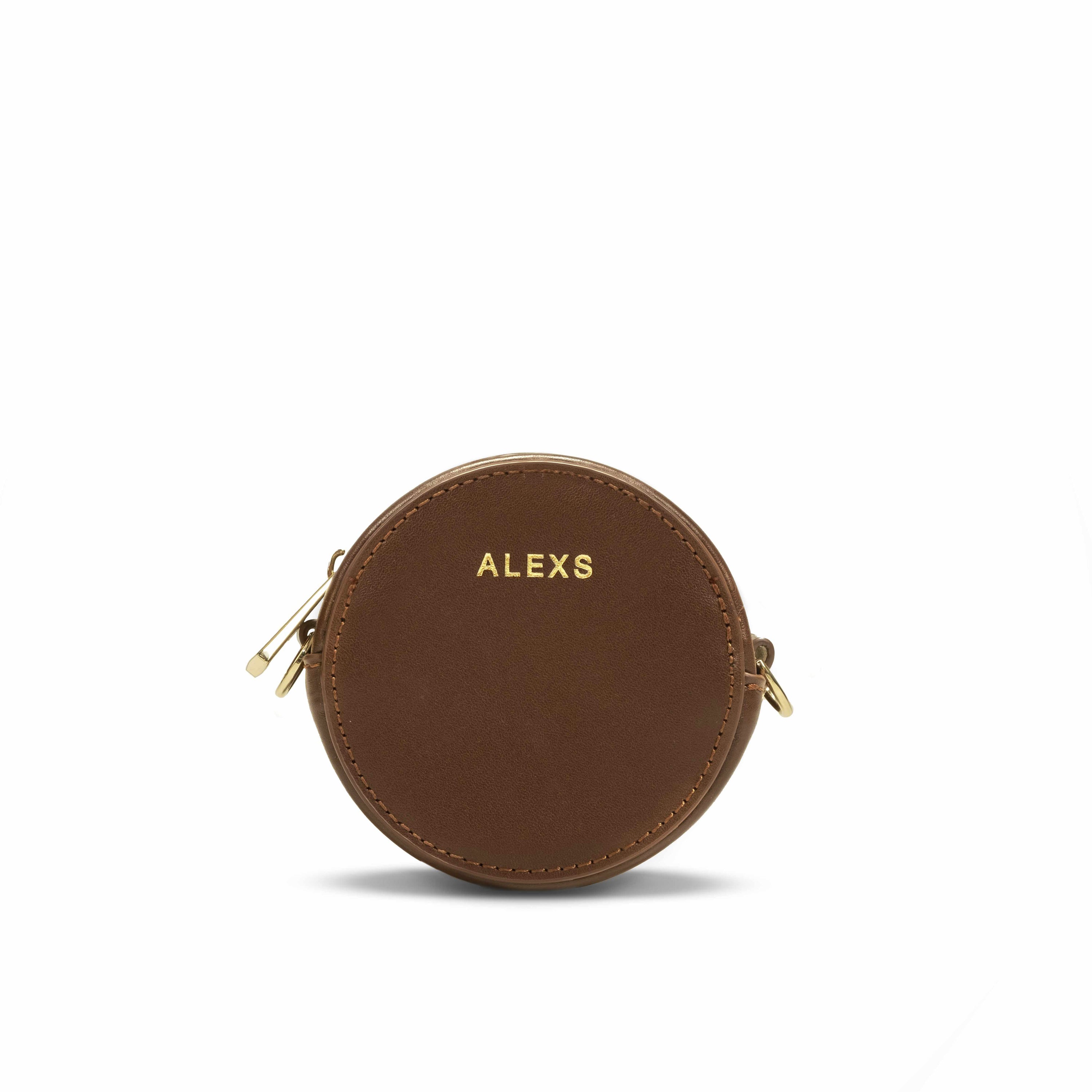 Bolsito MINIPOUCH Piel chocolate con cadena