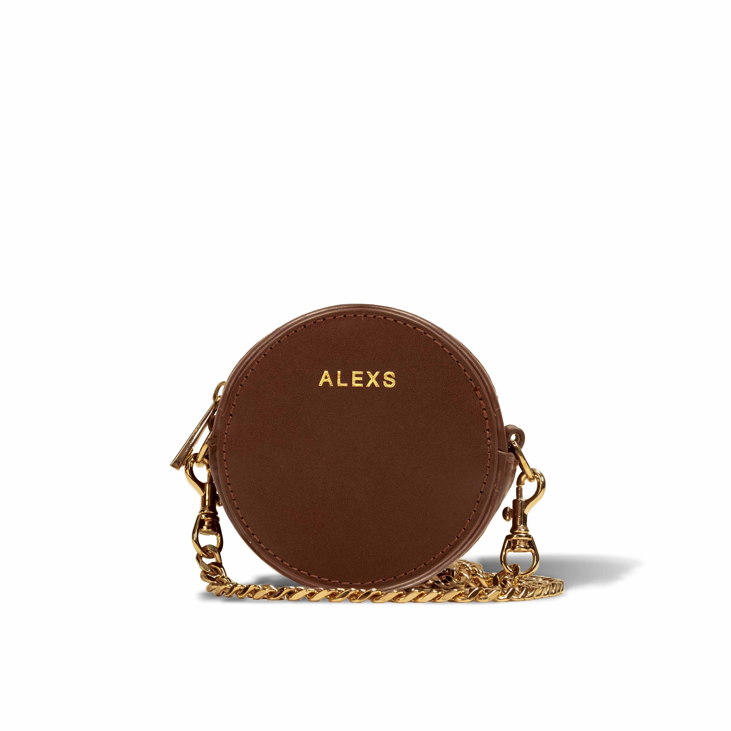 Bolsito MINIPOUCH Piel chocolate con cadena