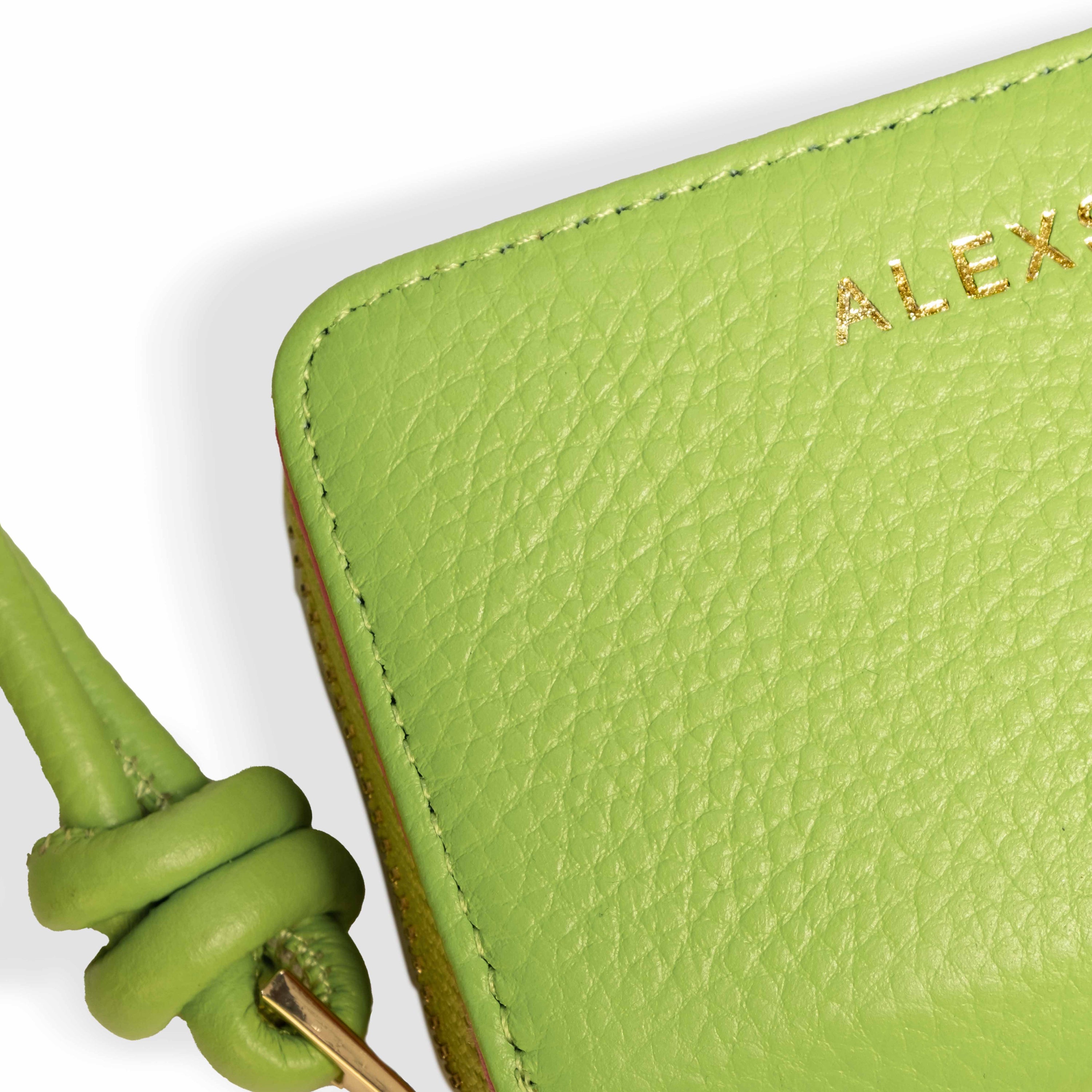 Cartera Piel Verde/Rosa Tirador nudo