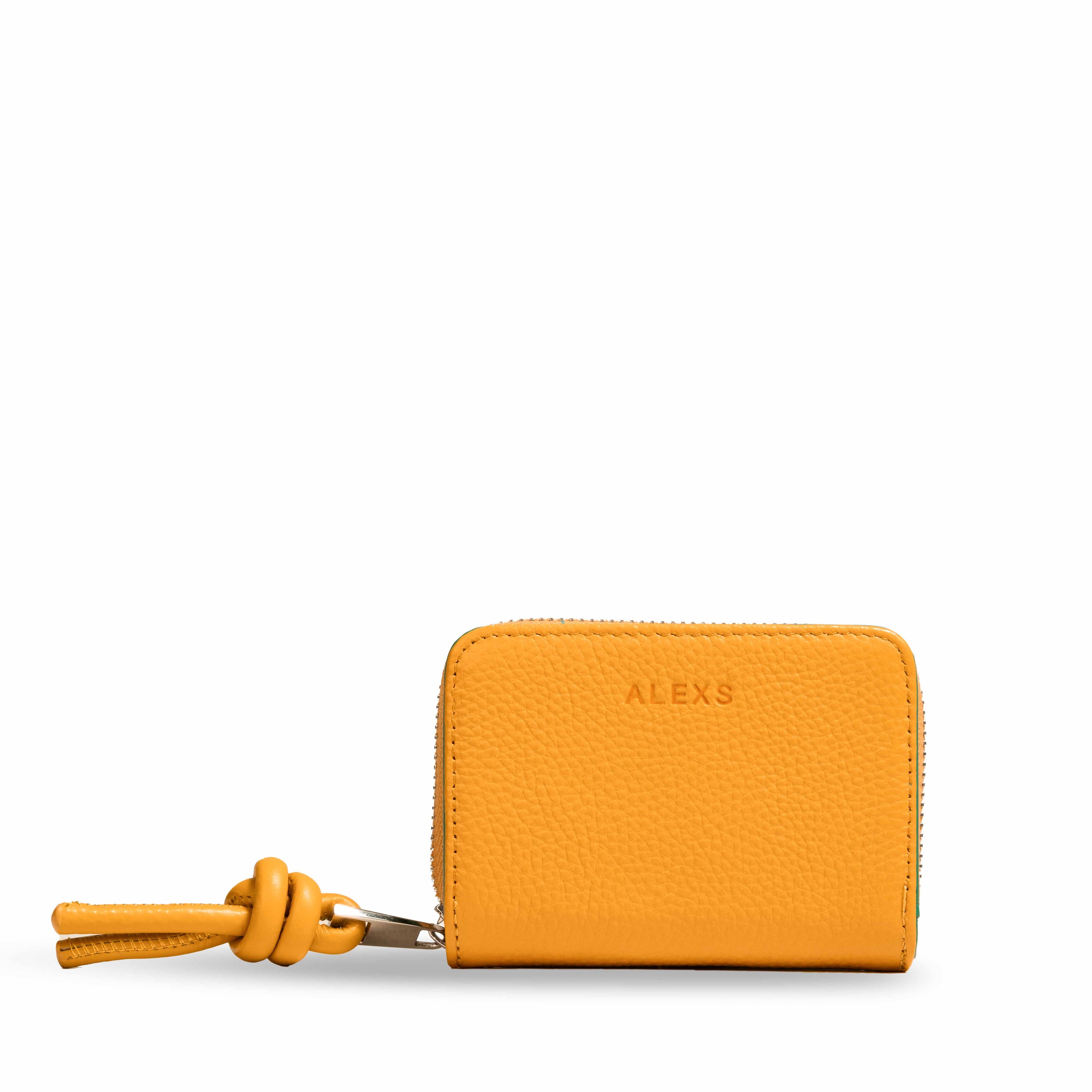 Cartera Piel Amarillo/Turquesa Tirador nudo