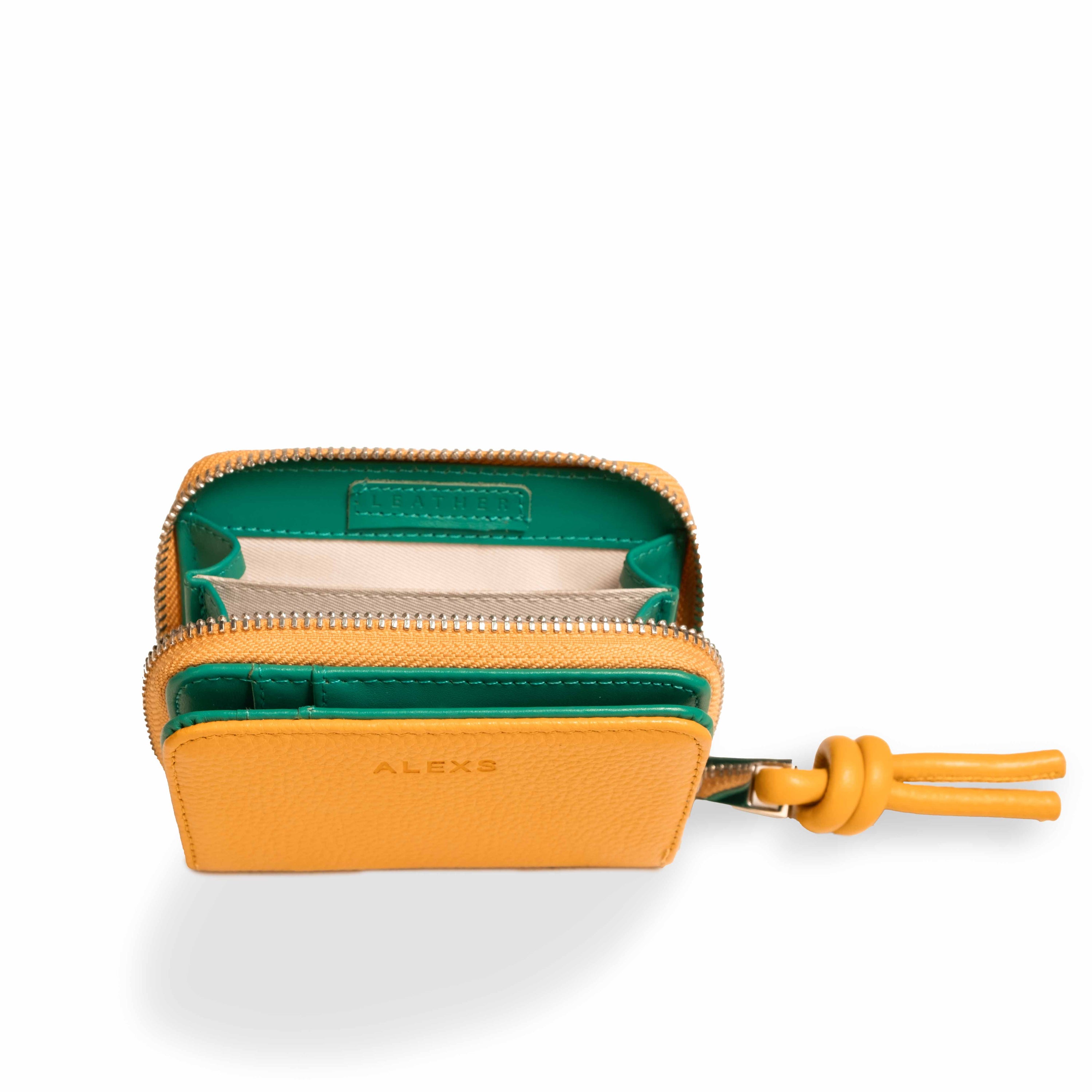 Cartera Piel Amarillo/Turquesa Tirador nudo