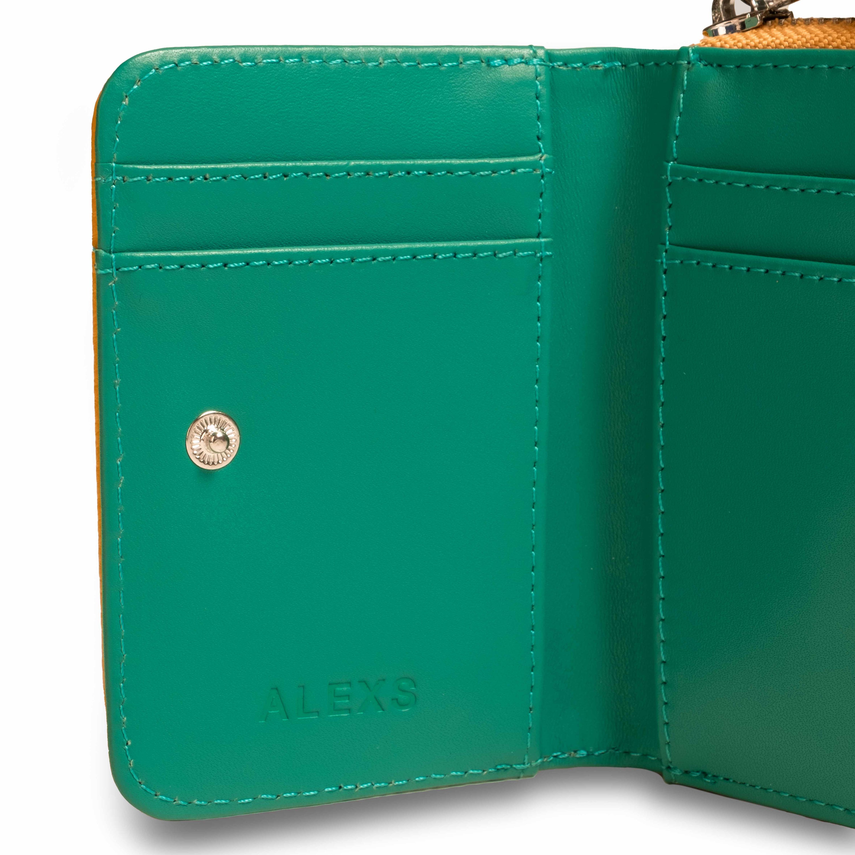 Cartera Piel Amarillo/Turquesa Tirador nudo