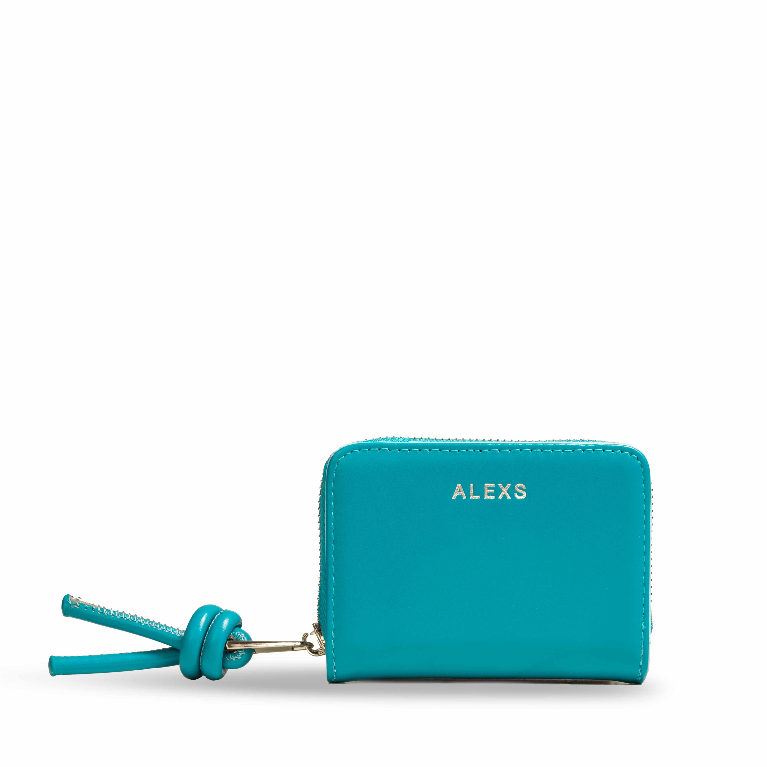 Cartera Piel Azul/Azul claro Tirador nudo