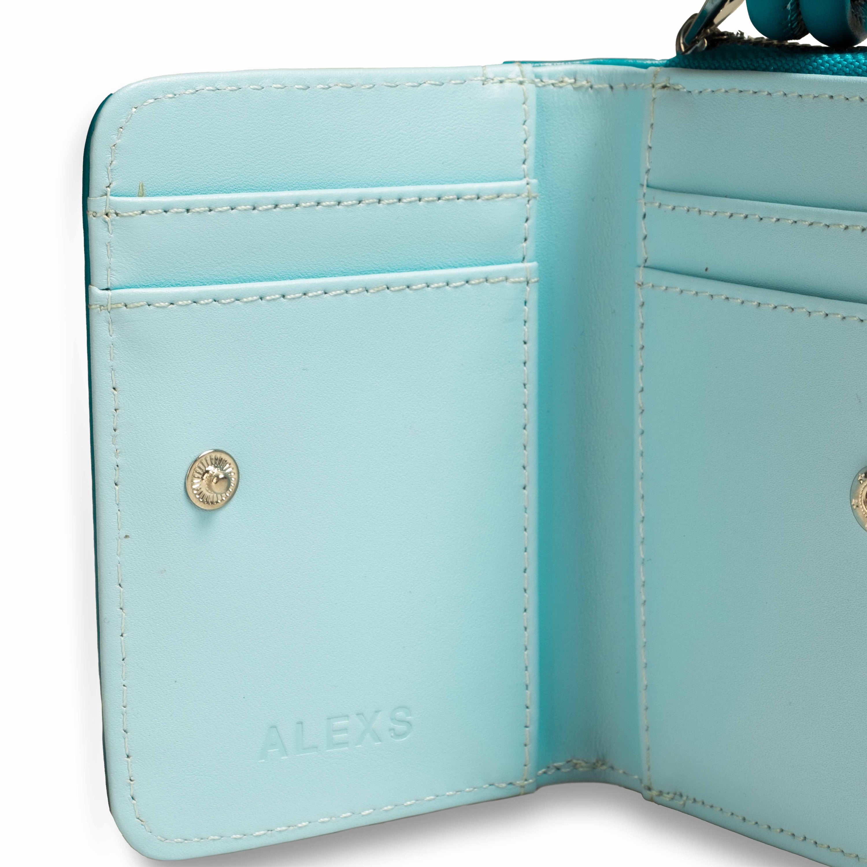 Cartera Piel Azul/Azul claro Tirador nudo