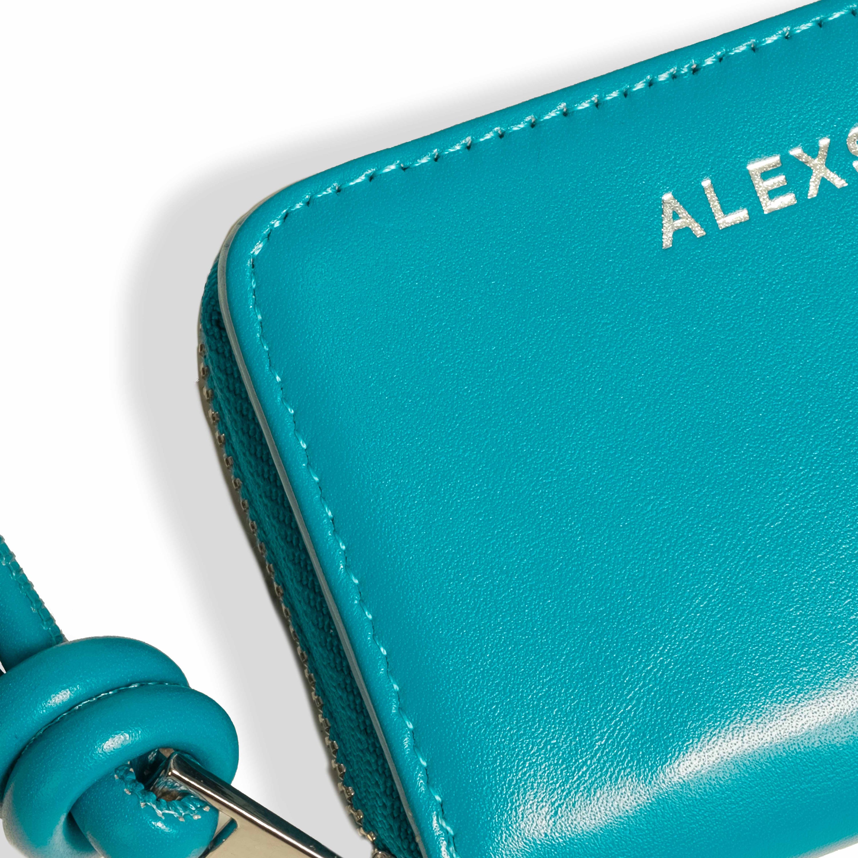 Cartera Piel Azul/Azul claro Tirador nudo