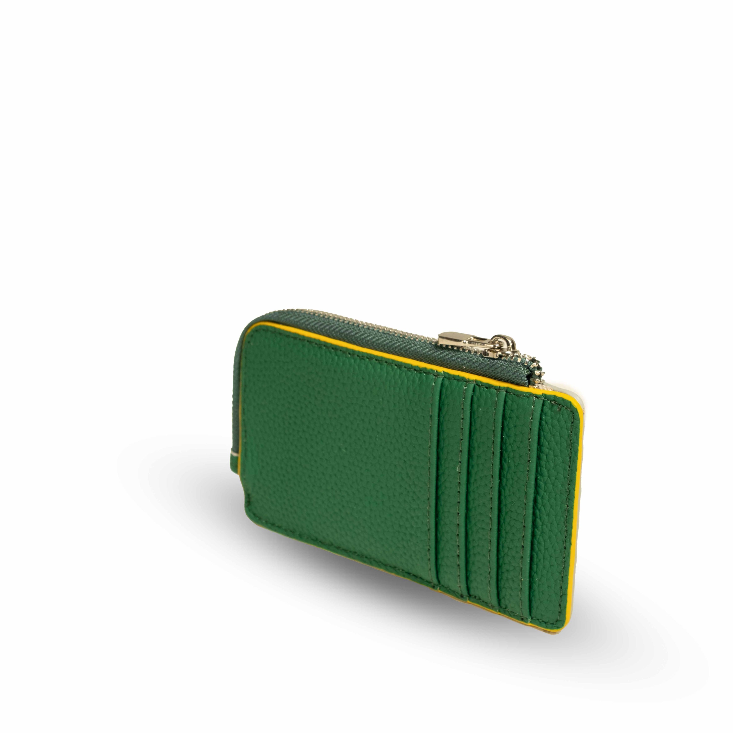 Tarjetero monedero Piel verde oscuro