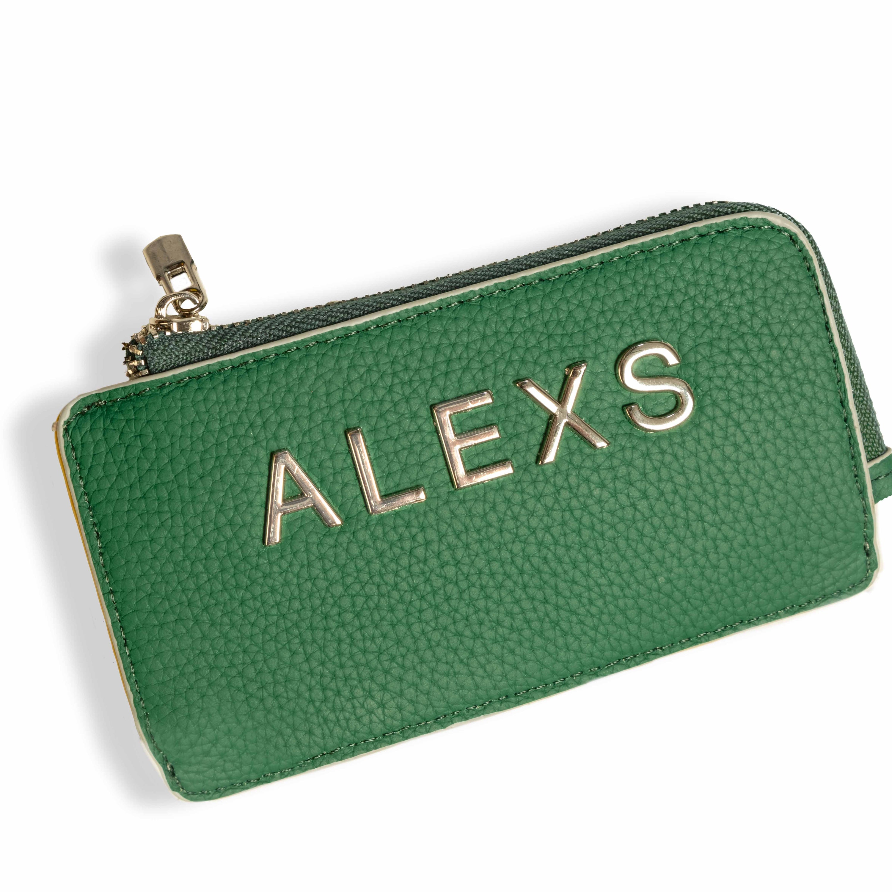 Tarjetero monedero Piel verde oscuro