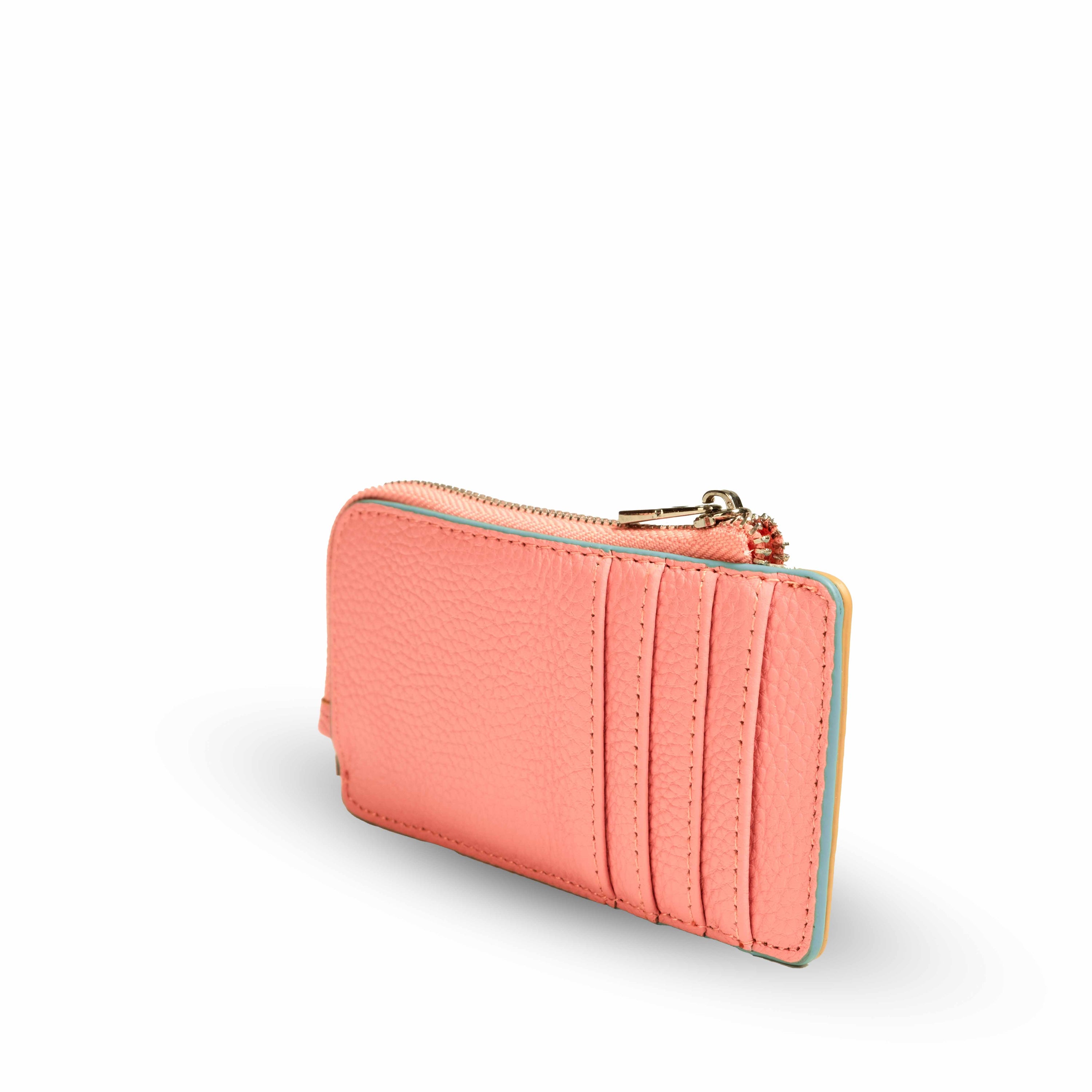 Tarjetero Monedero Piel salmón