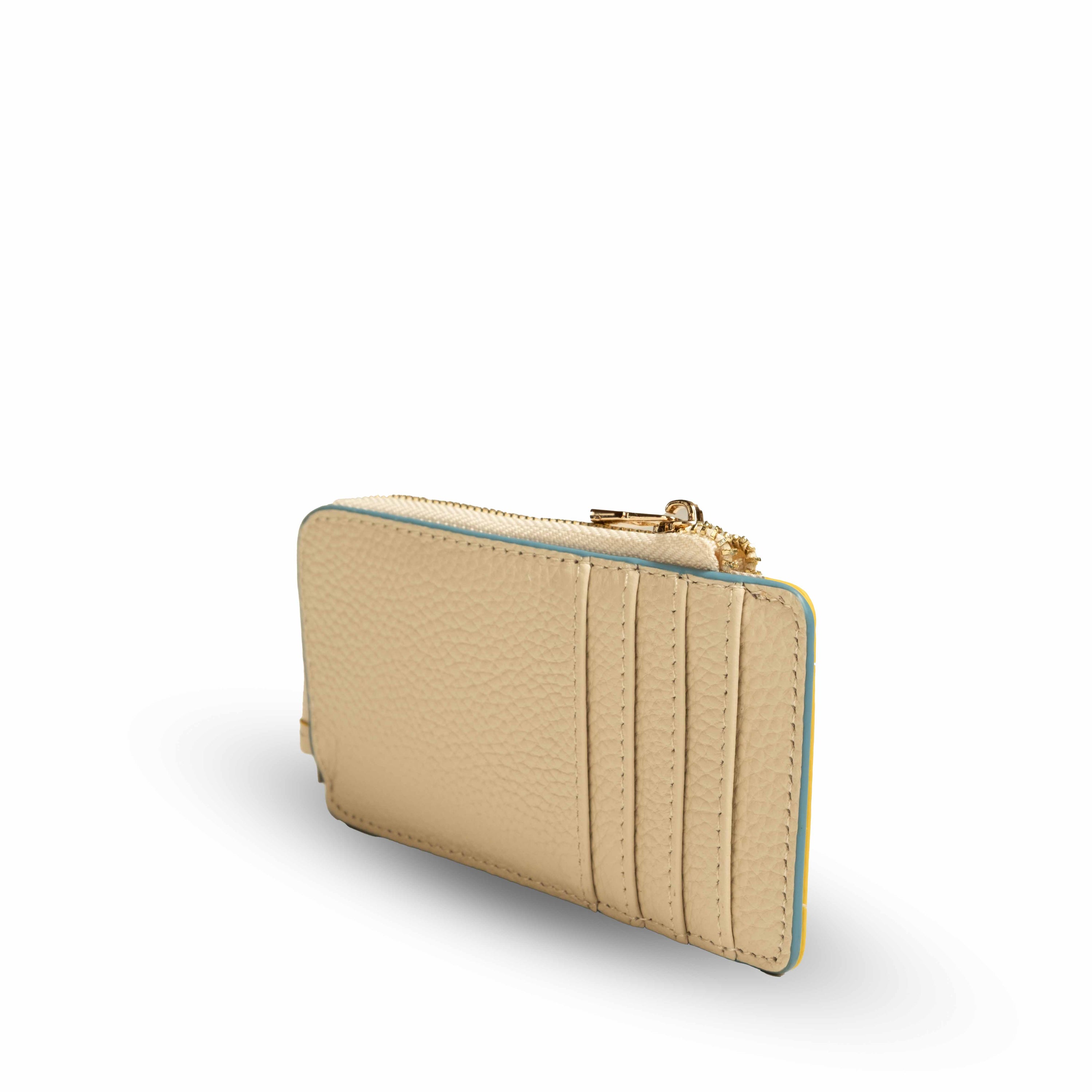 Tarjetero Monedero Piel beige