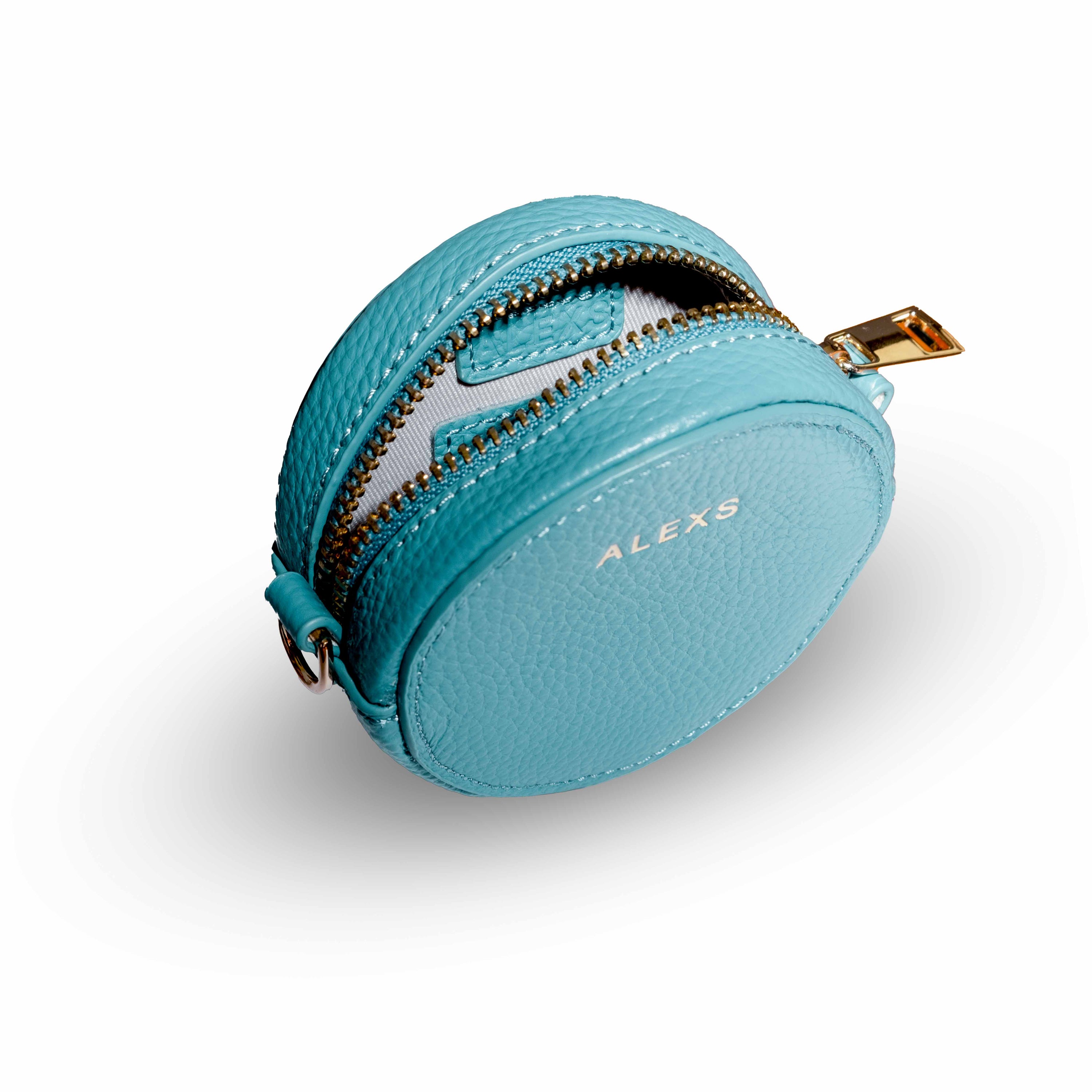 Bolsito MINIPOUCH Piel azul con cadena