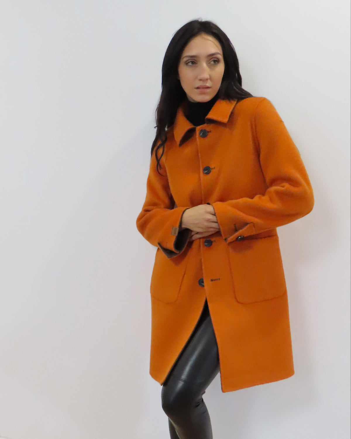 Reversible Hooded Coat Red / Mocha