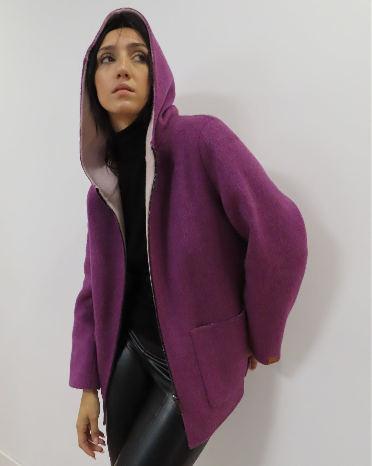 Reversible Hooded Coat Red / Mocha