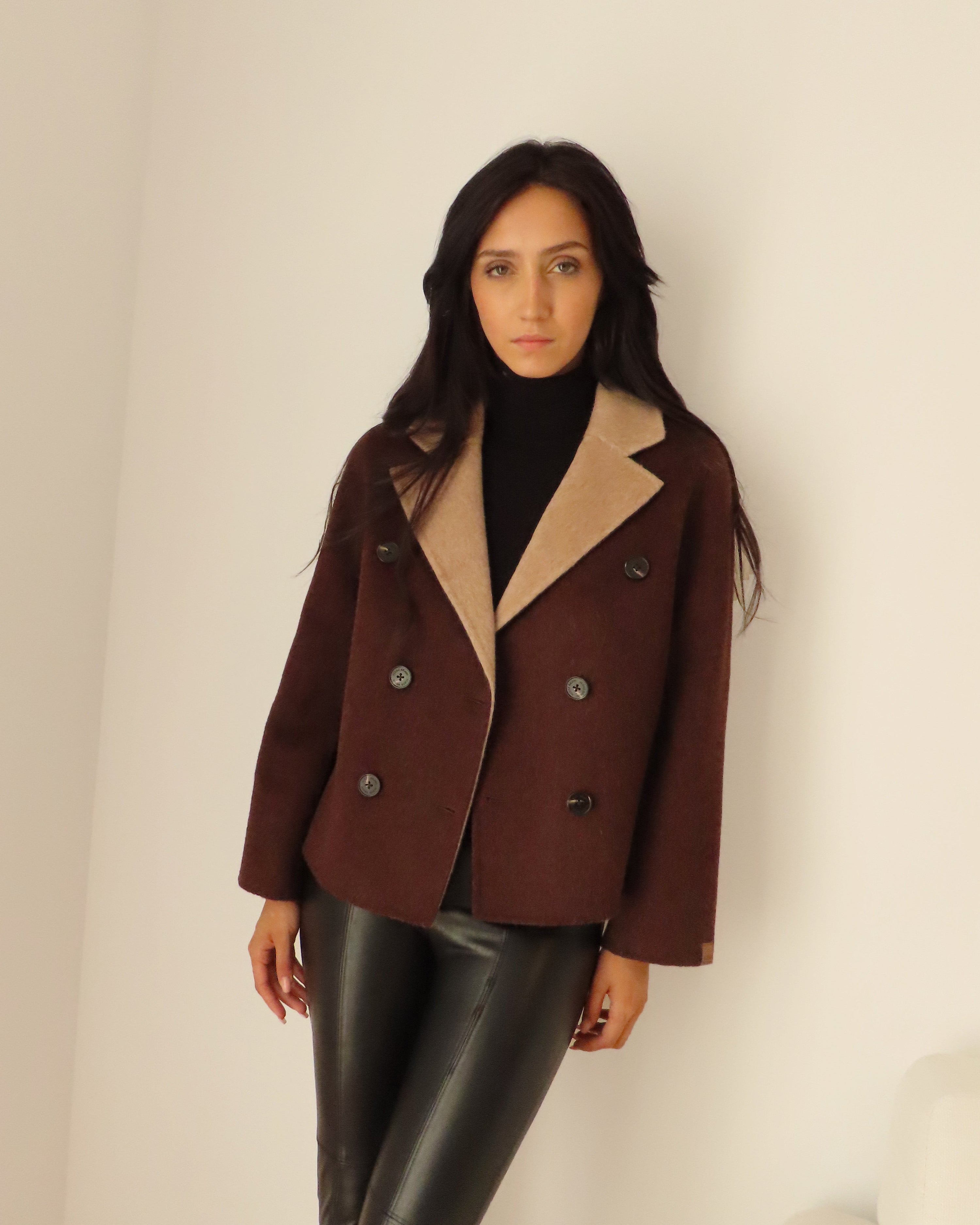 Reversible Hooded Coat Red / Mocha