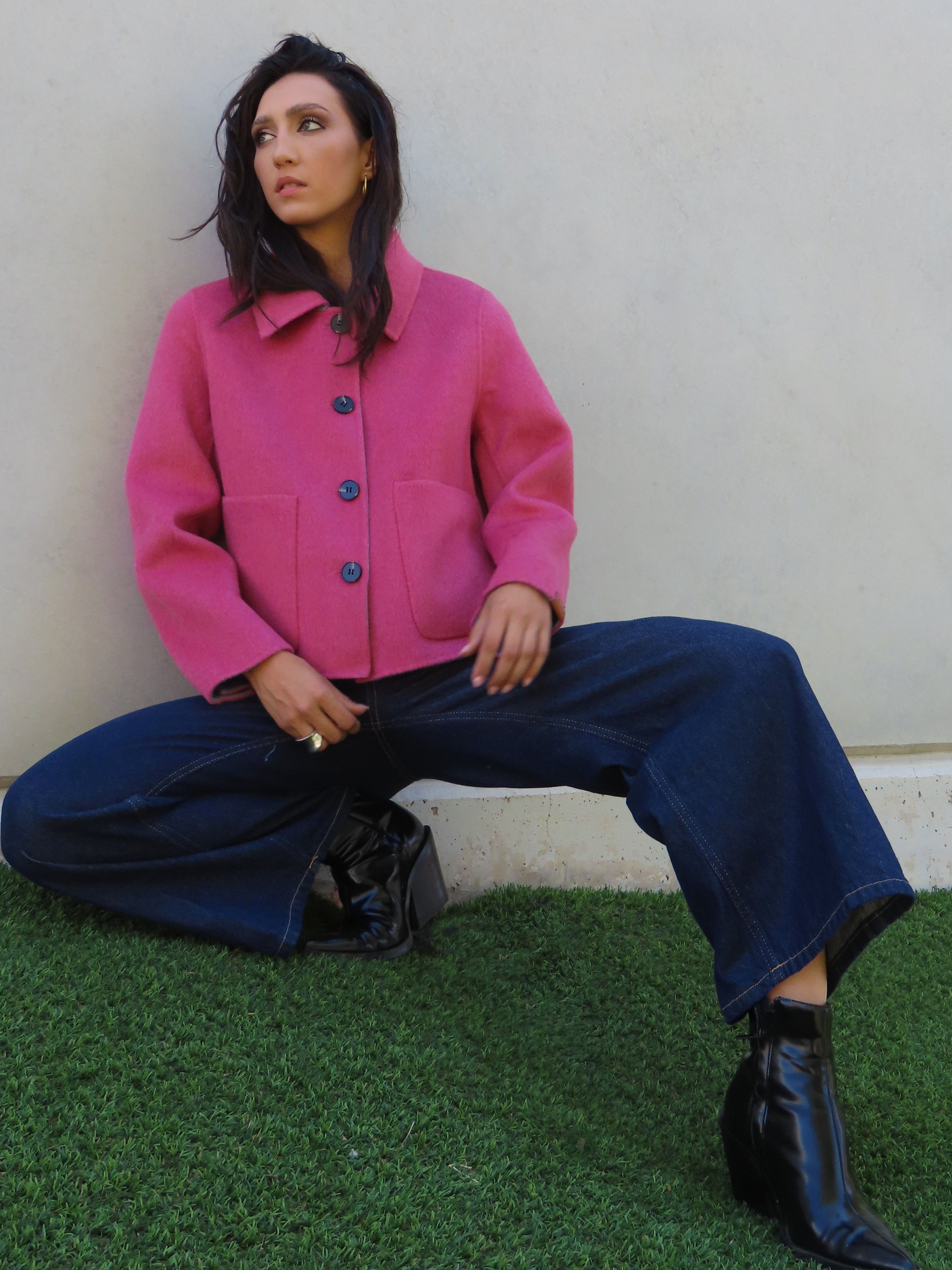 Abrigo reversible corto Rosa / Malva