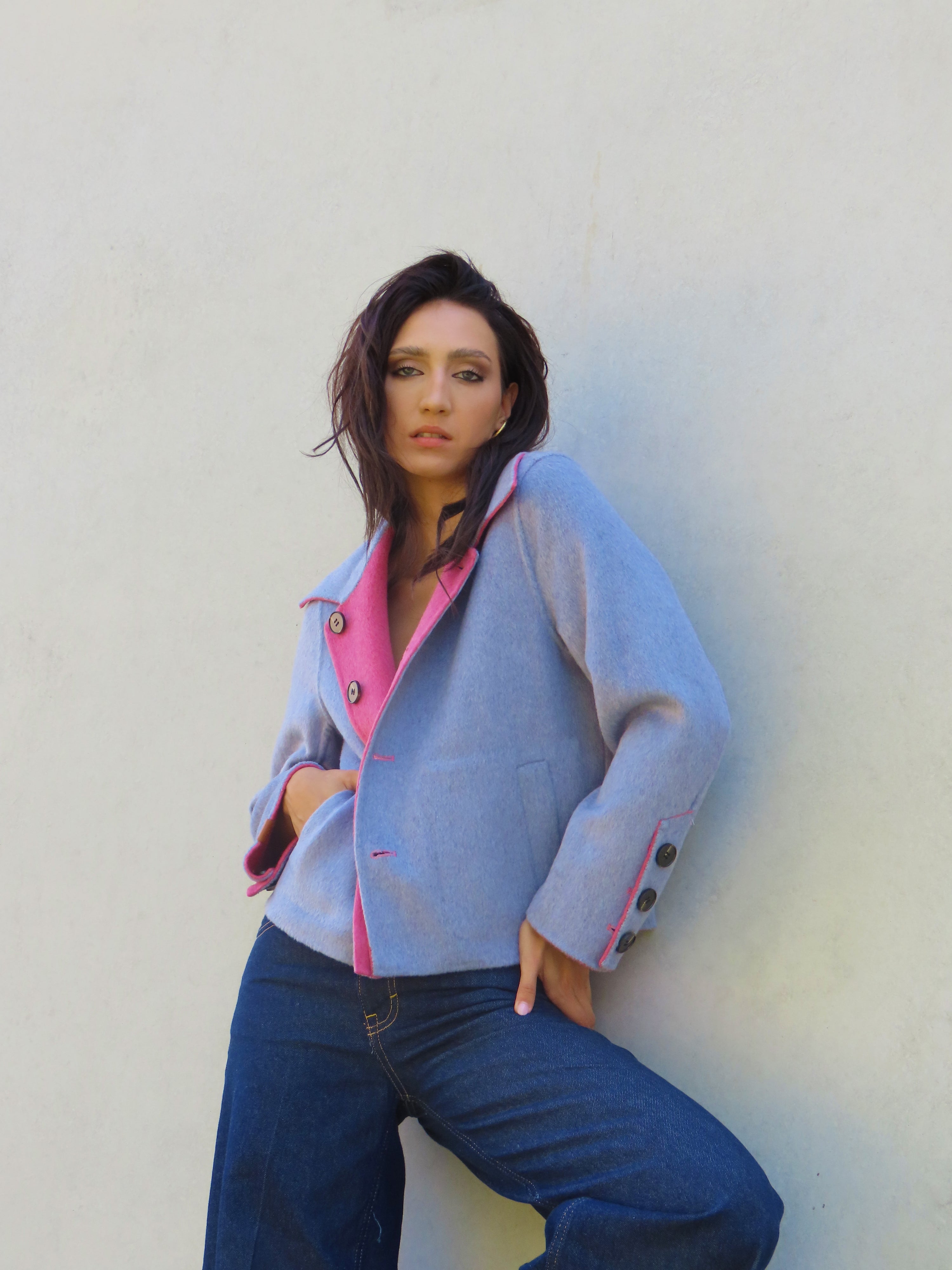 Abrigo reversible corto Rosa / Malva