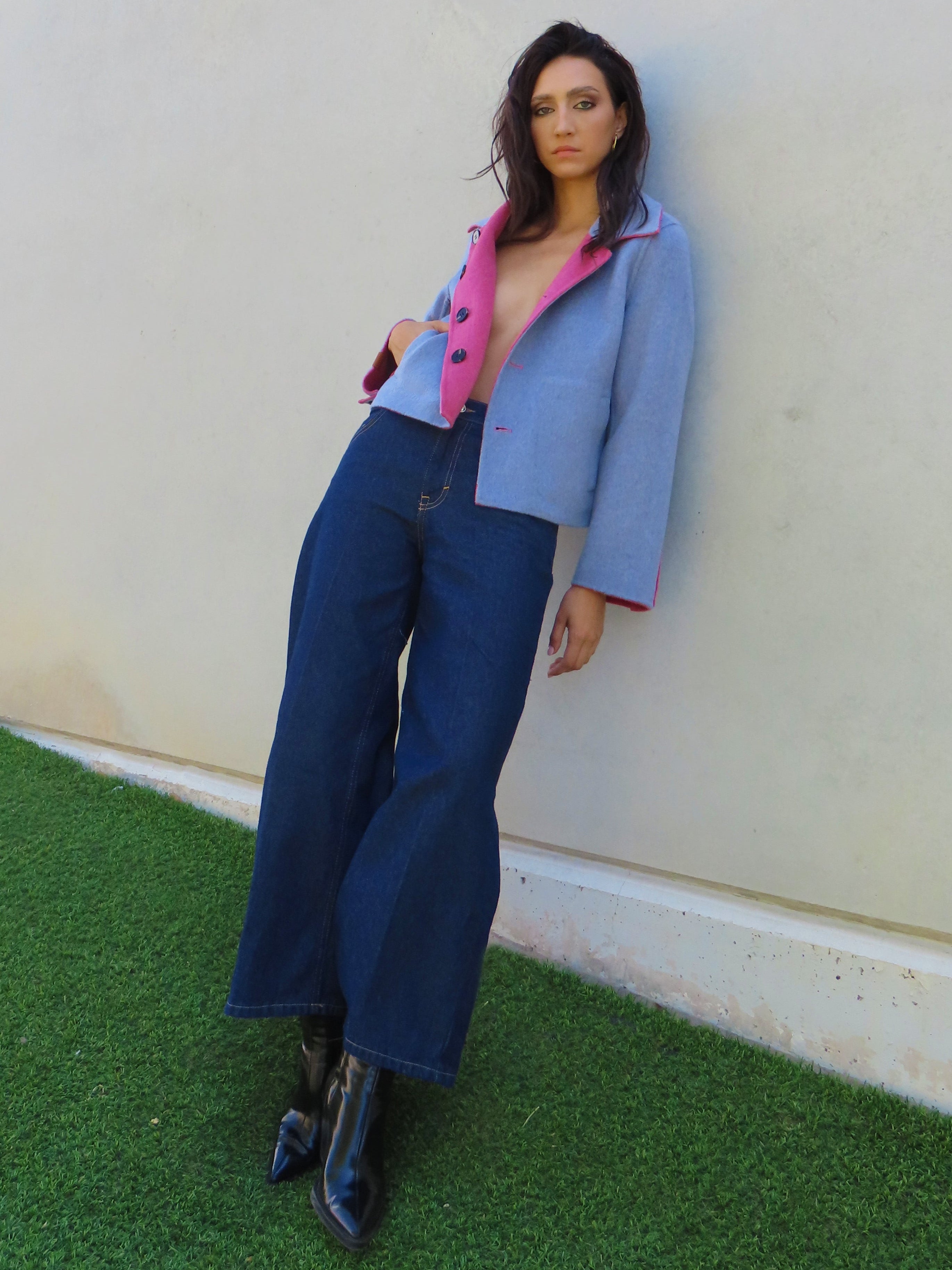 Abrigo reversible corto Rosa / Malva