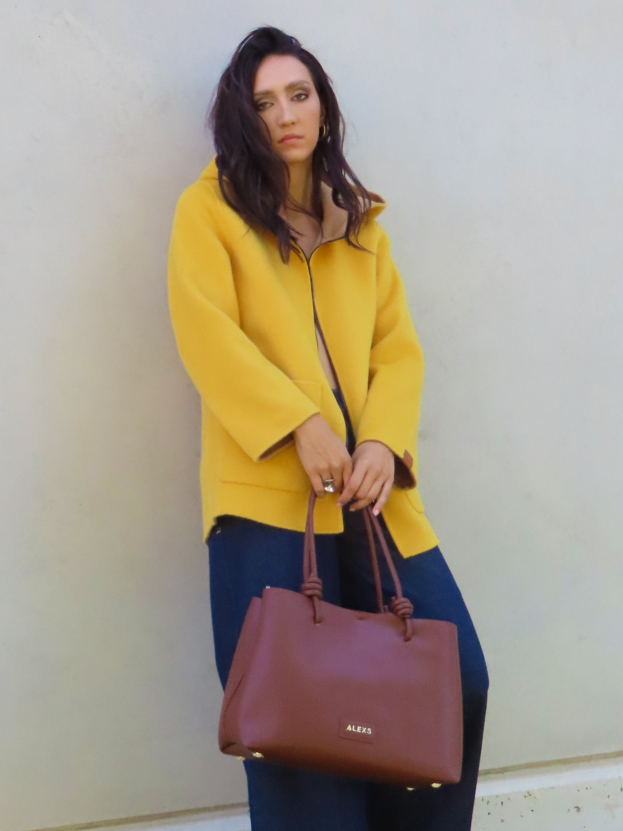 Abrigo reversible con capucha Amarillo / Camel