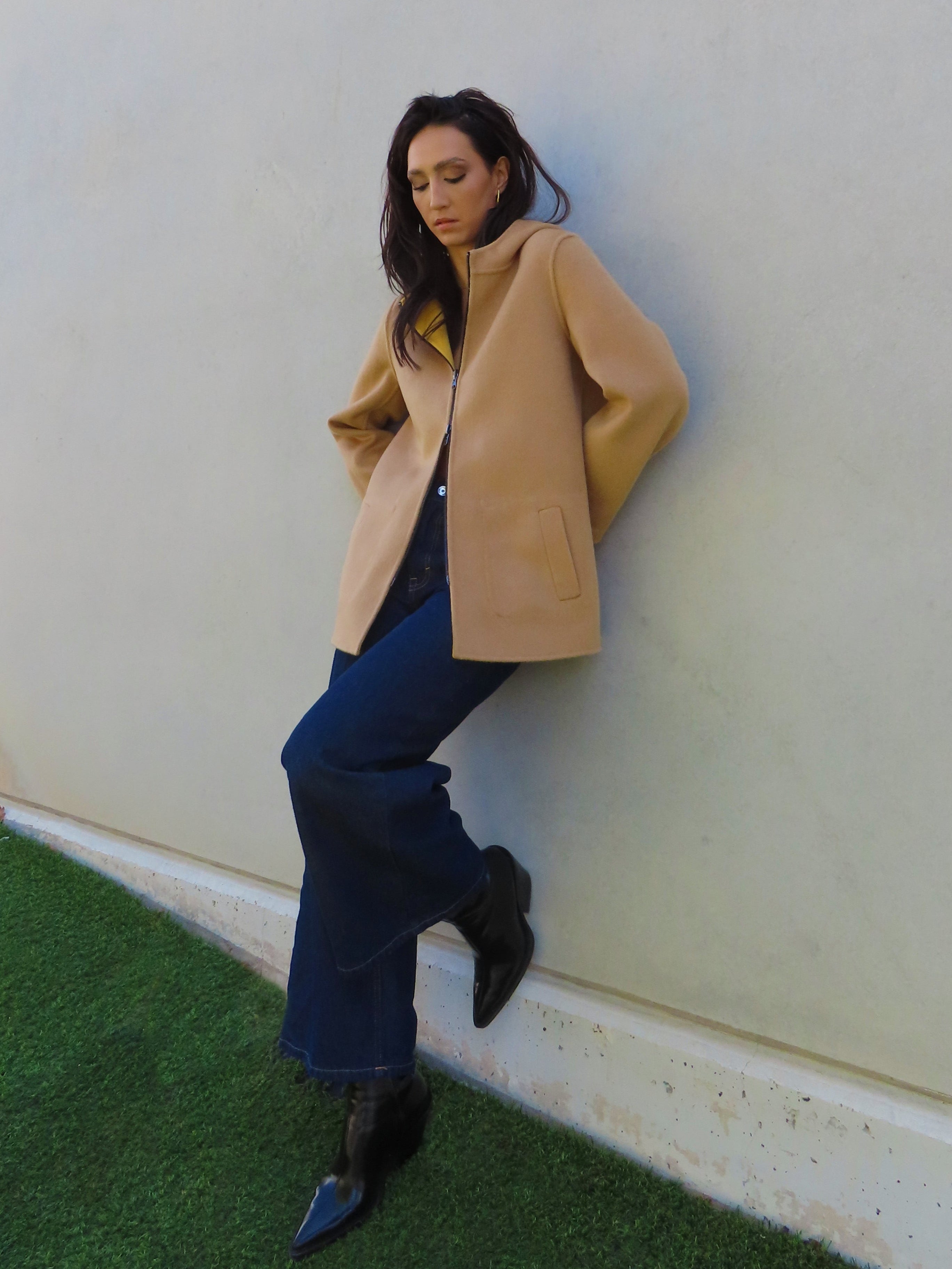 Abrigo reversible con capucha Amarillo / Camel