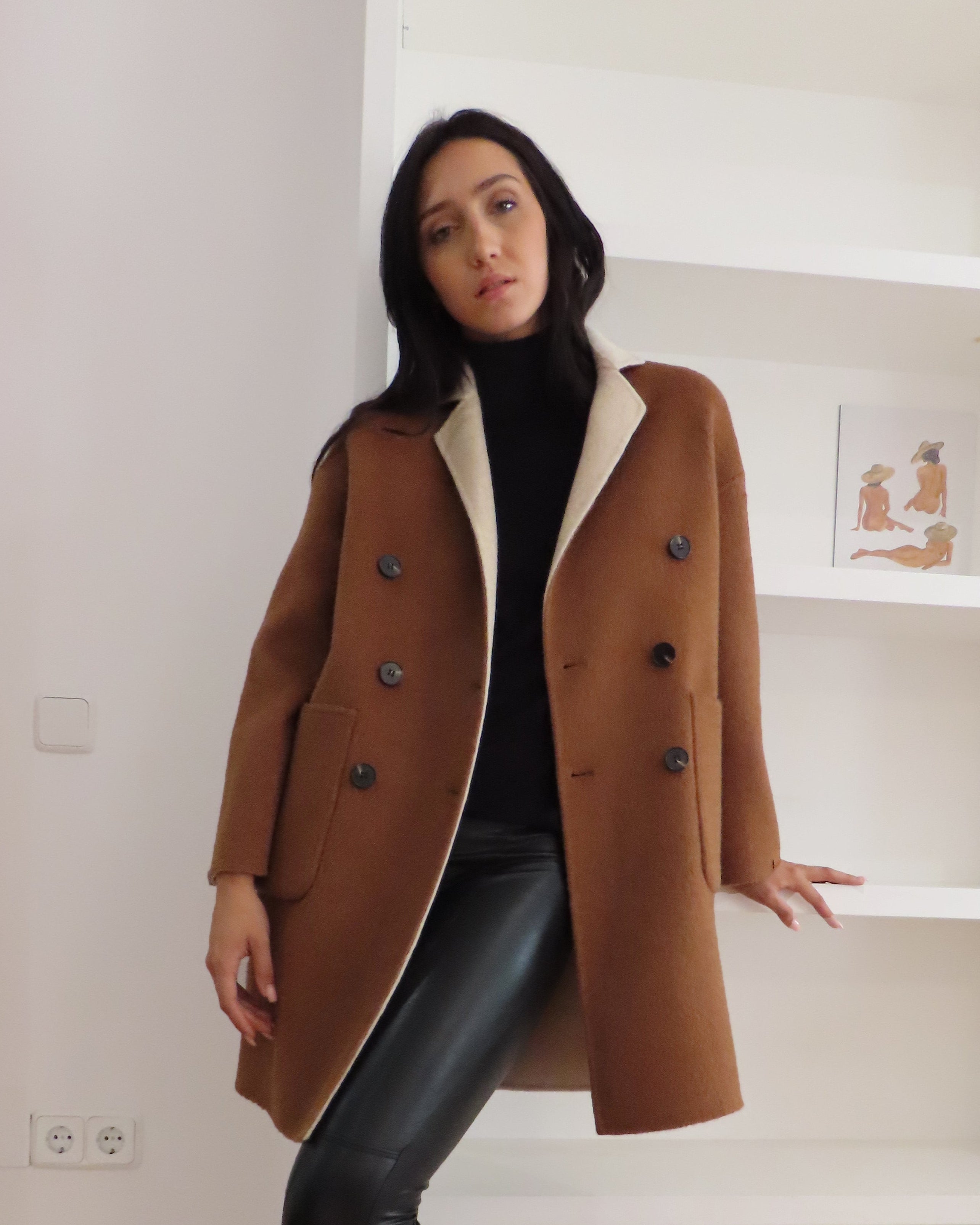 Reversible Hooded Coat Red / Mocha