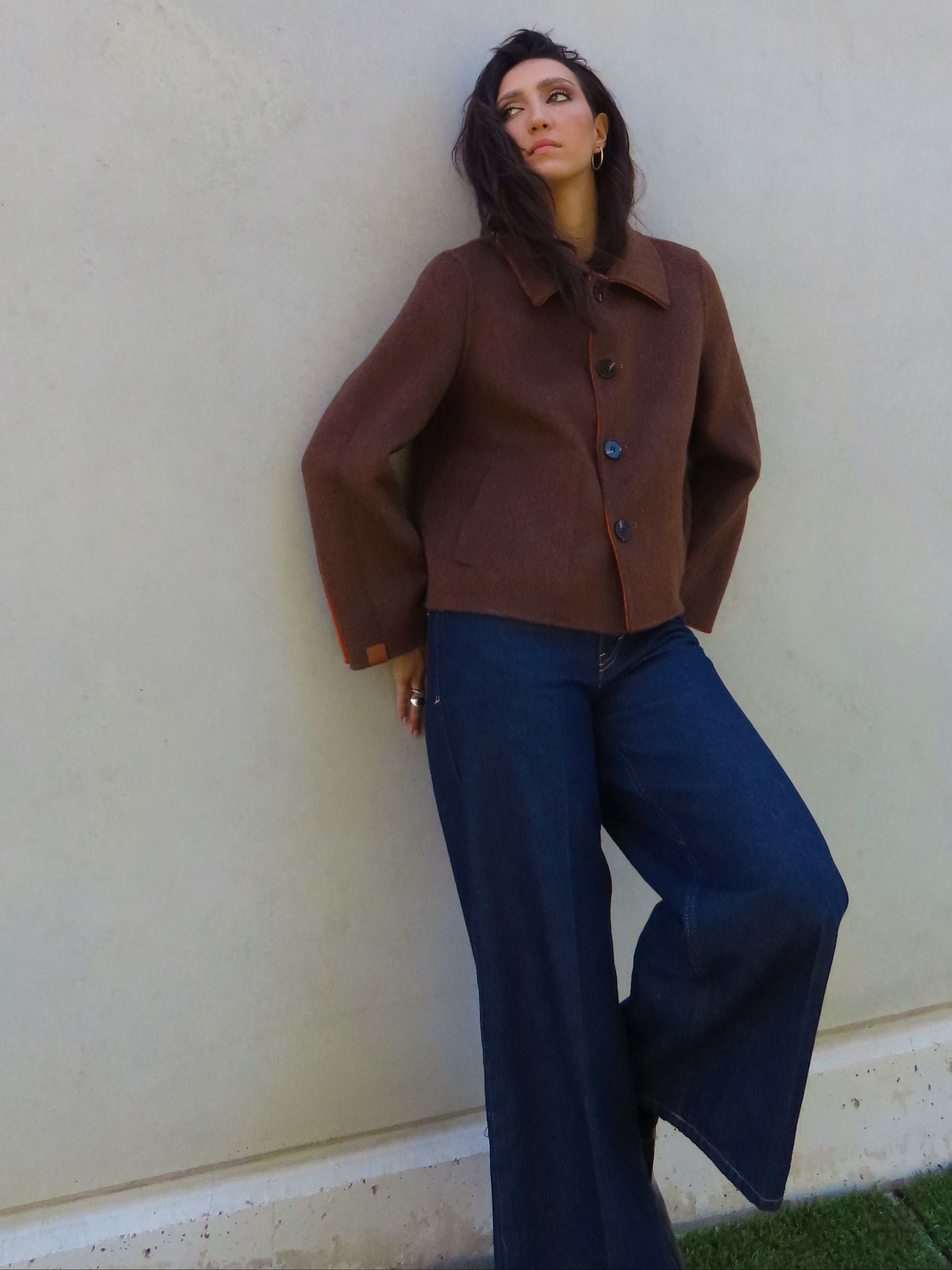 Abrigo reversible corto Naranja / Chocolate