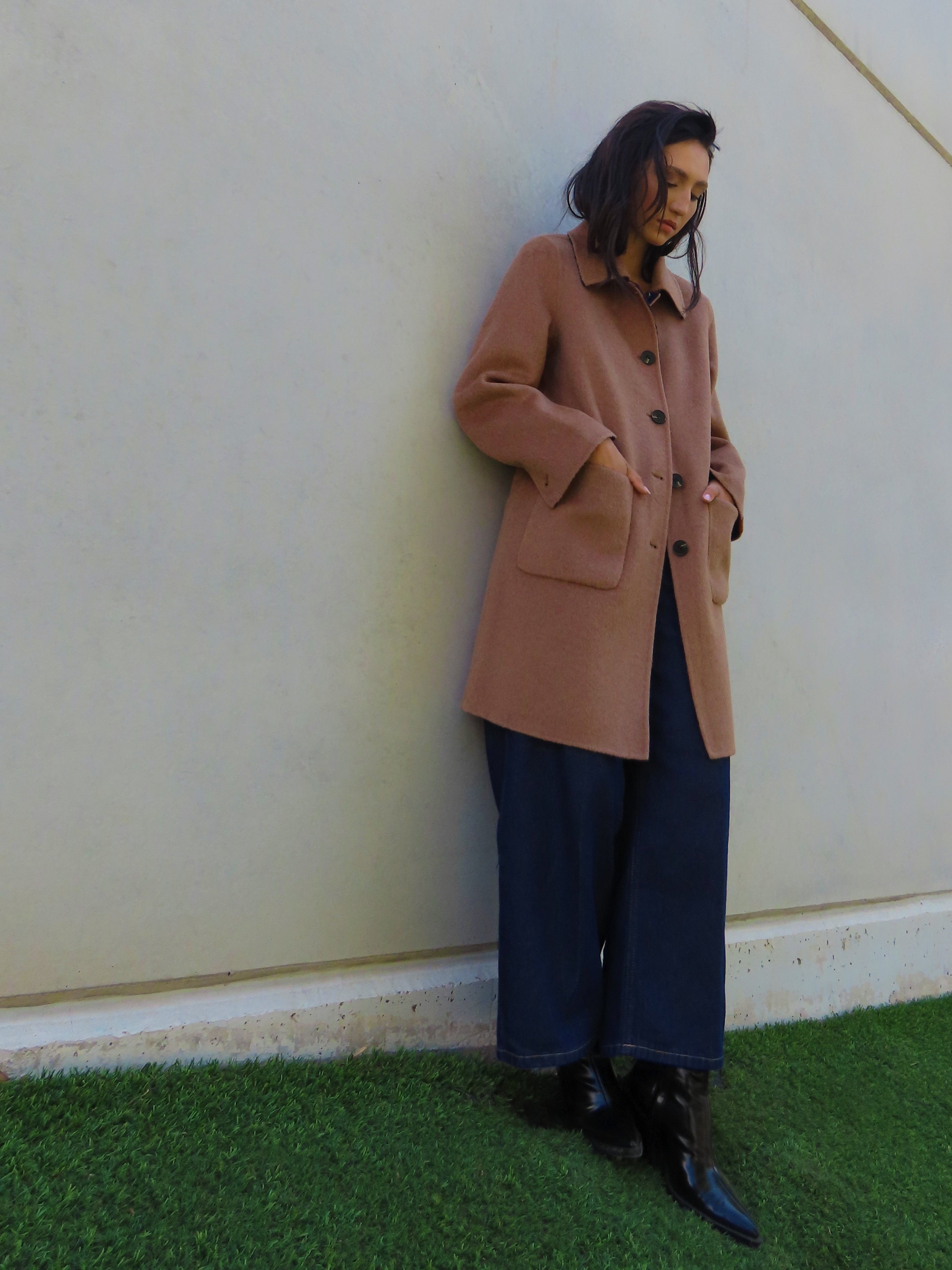 Abrigo reversible largo Camel / Marino