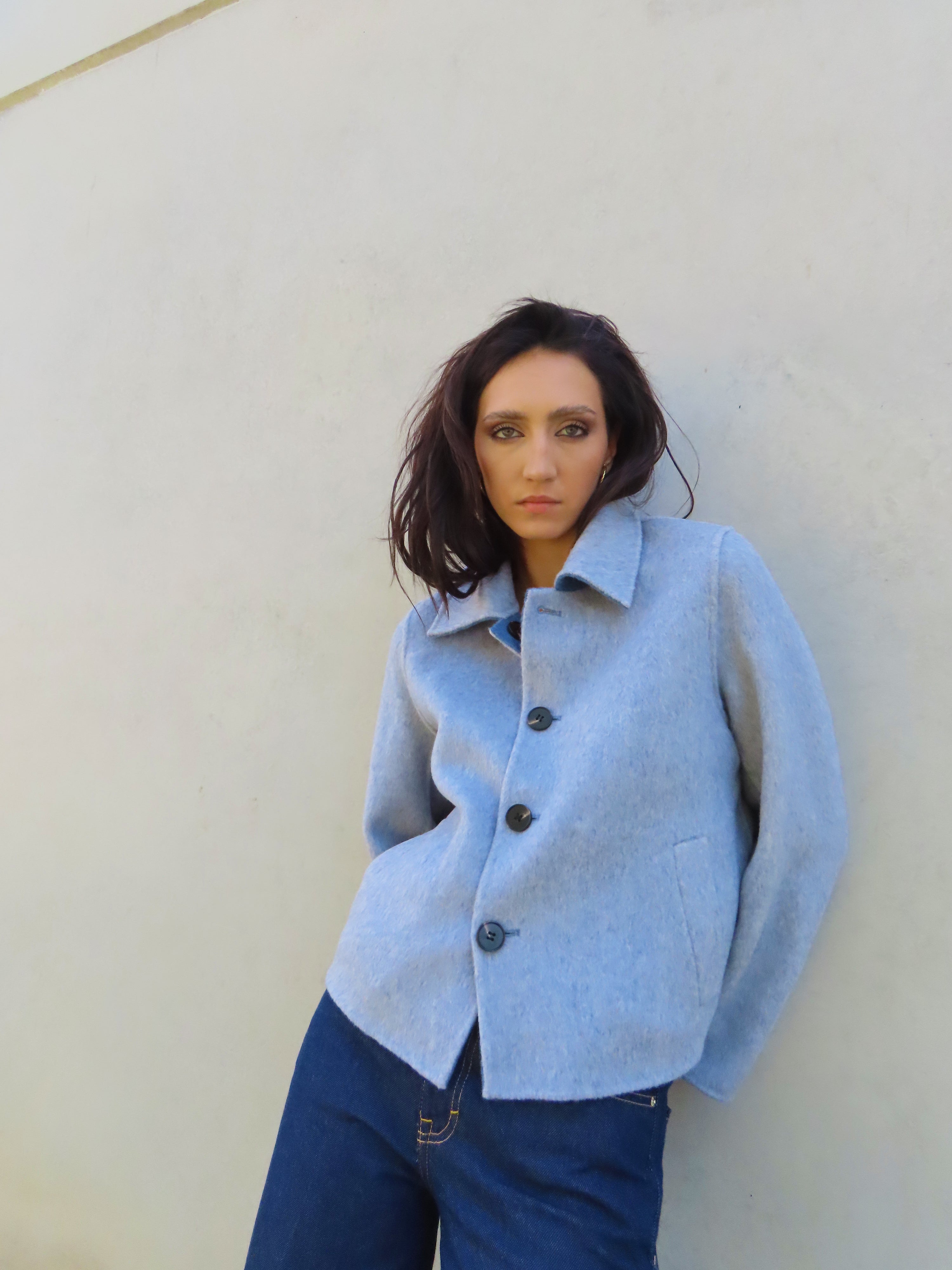 Abrigo reversible corto Azul / Gris