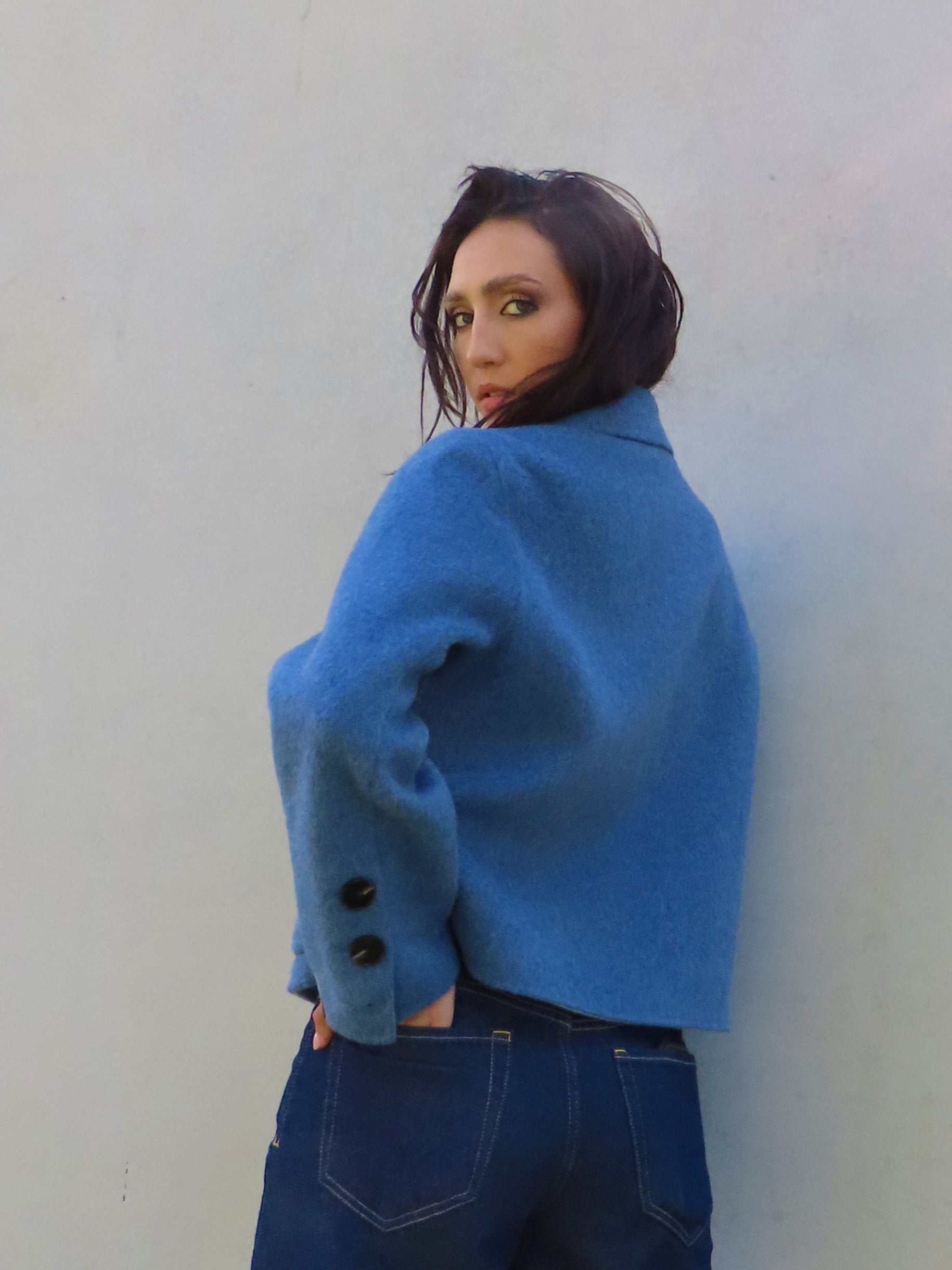 Abrigo reversible corto Azul / Gris